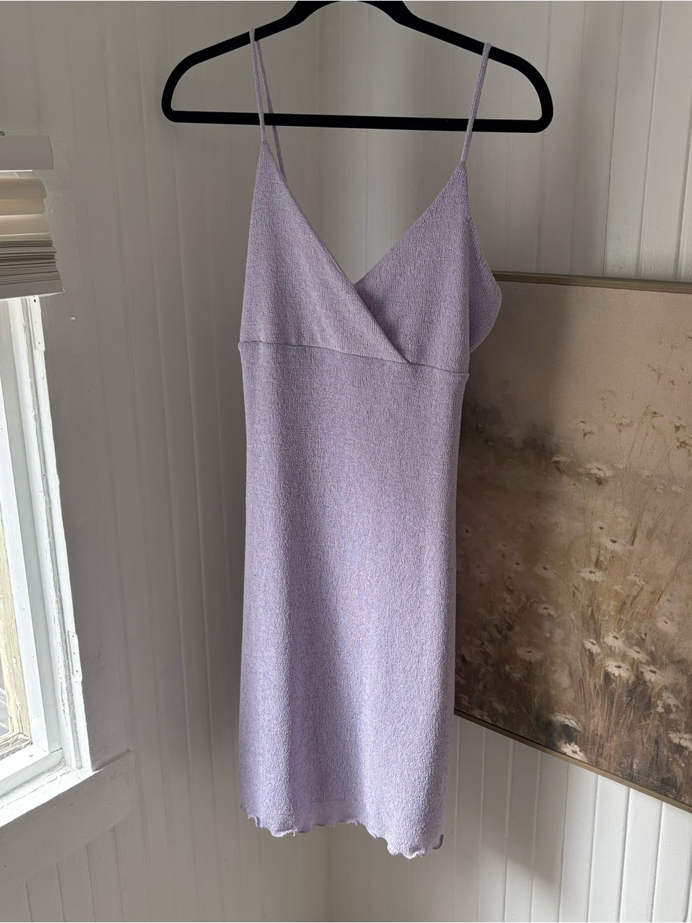 Light Lavender 90s Knit 2pice Set Midi Dress With tie Up Cardigan size Medium